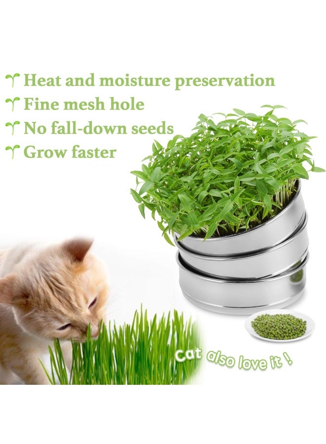 SOLIGT SOLIGT Stackable Stainless Steel Seed Sprouting Kit 2Tier Mesh Sprouting Trays 1 Base and 1 Cover Lid  - Image 4