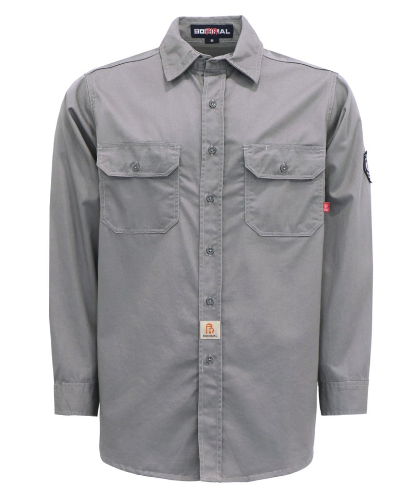 BOCOMAL FR Shirts 6.25oz Light Weight Summer Welding Shirts Flame Resistant Shirt Gray Men's Fire Retardant Shirt - Image 1