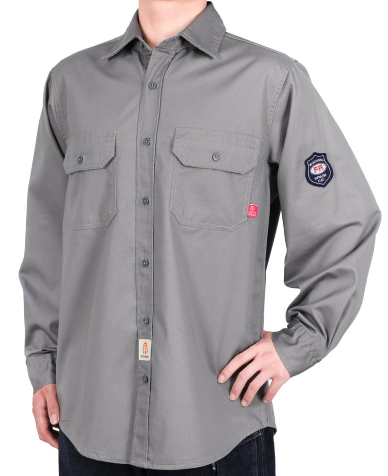 BOCOMAL FR Shirts 6.25oz Light Weight Summer Welding Shirts Flame Resistant Shirt Gray Men's Fire Retardant Shirt - Image 2