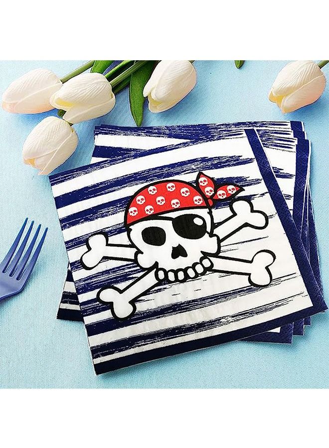 أوشن 114pcs القراصنة الطرف أدوات المائدة الديكور ، والقراصنة عيد ميلاد الحزب اللوازم ، لافتات ، لوحات ، أكواب ، والمناديل ، مفرش المائدة ، وأدوات المائدة ، والقراصنة موضوع الطفل دش عيد ميلاد الحزب الديكور - Image 3