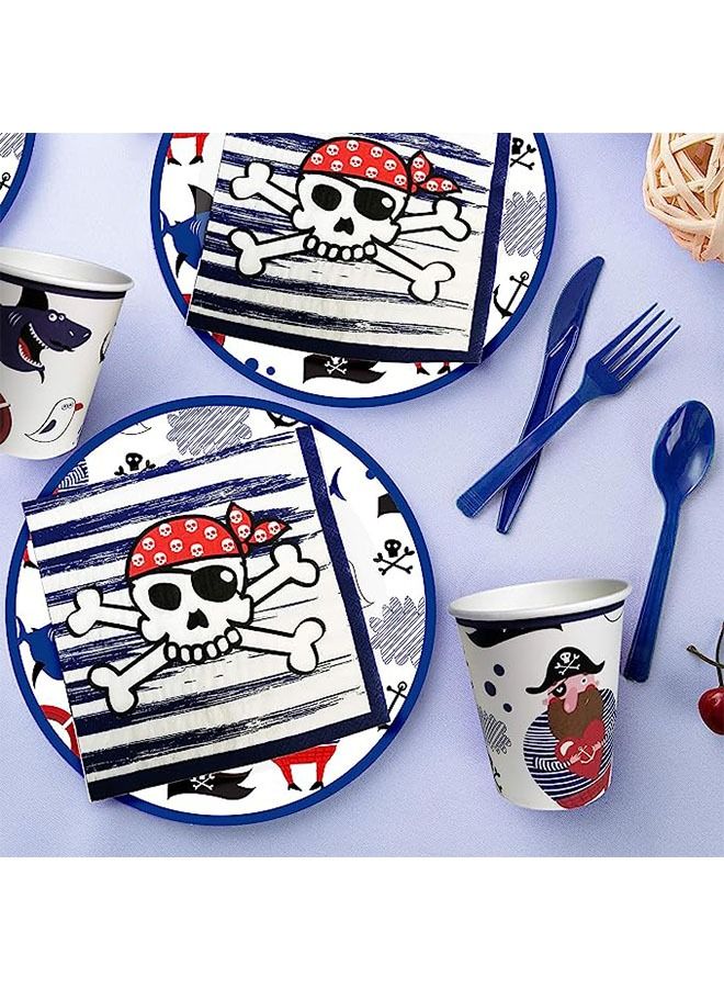 أوشن 114pcs القراصنة الطرف أدوات المائدة الديكور ، والقراصنة عيد ميلاد الحزب اللوازم ، لافتات ، لوحات ، أكواب ، والمناديل ، مفرش المائدة ، وأدوات المائدة ، والقراصنة موضوع الطفل دش عيد ميلاد الحزب الديكور - Image 4