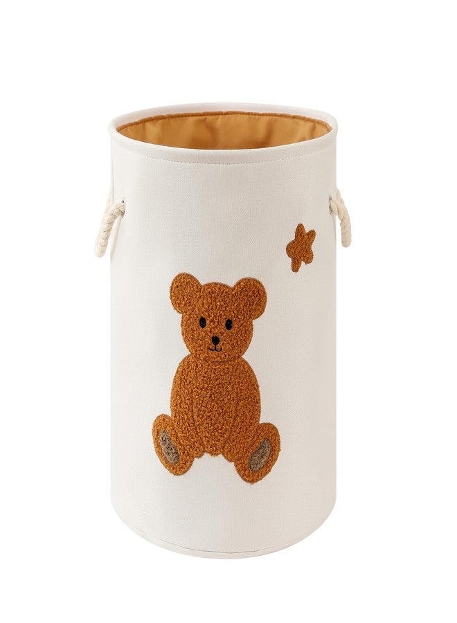 Inough Kids Laundry Basket Nursery Hamper Baby Laundry Basket Stuffed Animal Toys Storage Baskets for Toddler Room Decor, Dirty Clothes Hampers with Drawstring Closure for Bedroom/Living Room/Nursery, Bear - Image 1