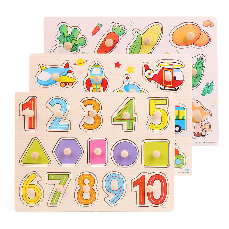 Early Education Jigsaw Puzzle Children'S Educational Toys Infant Jigsaw Puzzle Nail Panel 1-4 Years Old Cognitive Matching Hand Grab Board - Image 2
