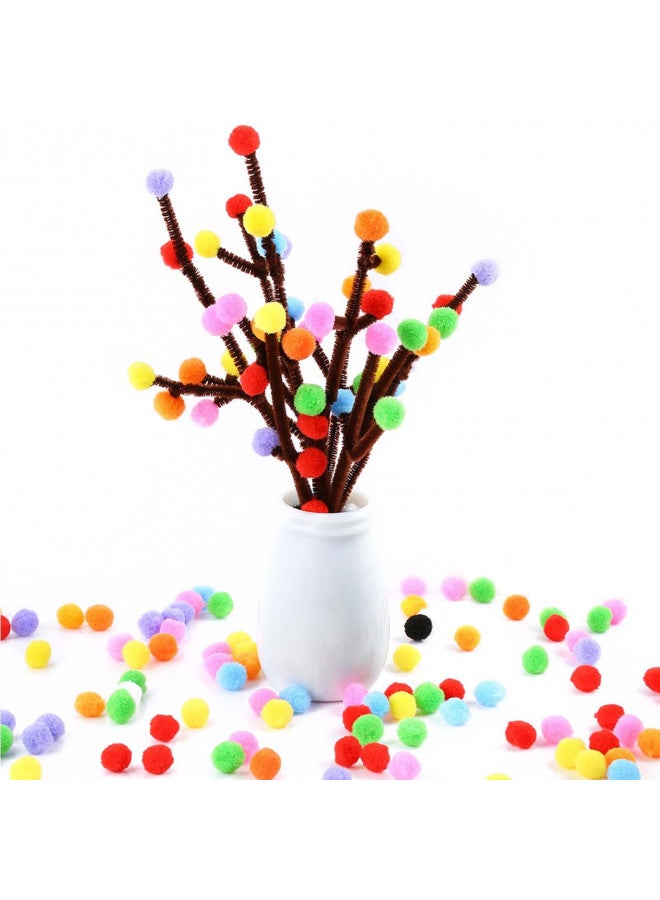 Caydo 2400 Pieces 1cm Pom Poms, Multicolor Small Pompom Balls with 100 Pieces Wiggly Eyes for Kids Arts and Crafts Projects Decorations - Image 4