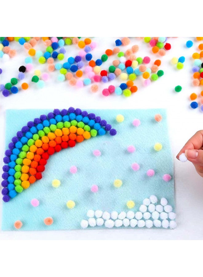 Caydo 2400 Pieces 1cm Pom Poms, Multicolor Small Pompom Balls with 100 Pieces Wiggly Eyes for Kids Arts and Crafts Projects Decorations - Image 3