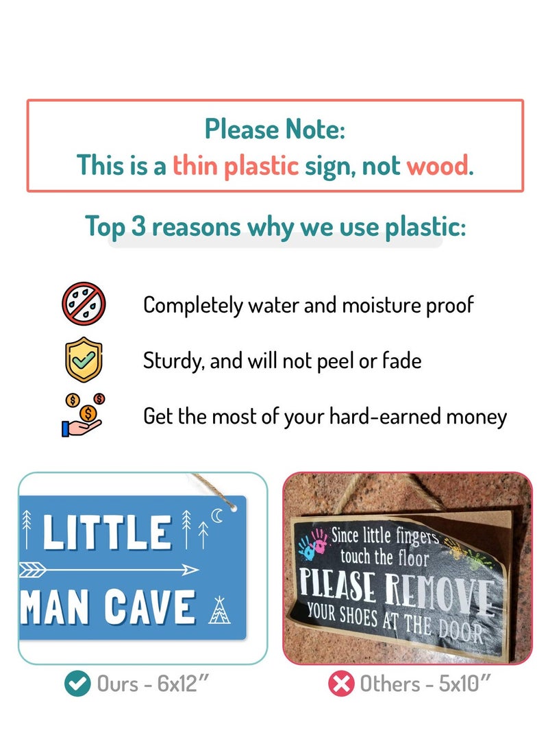 ميكسد لافتة كهف الصبي، قطعة واحدة من ديكور غرفة نوم الفتيات لافتة ممنوع دخول الفتيات باللون الأزرق لافتة خشبية معلقة على الباب مع خيط لتزيين الحائط لغرفة كهف الصبي أو غرفة النوم أو السكن الجامعي - Image 3