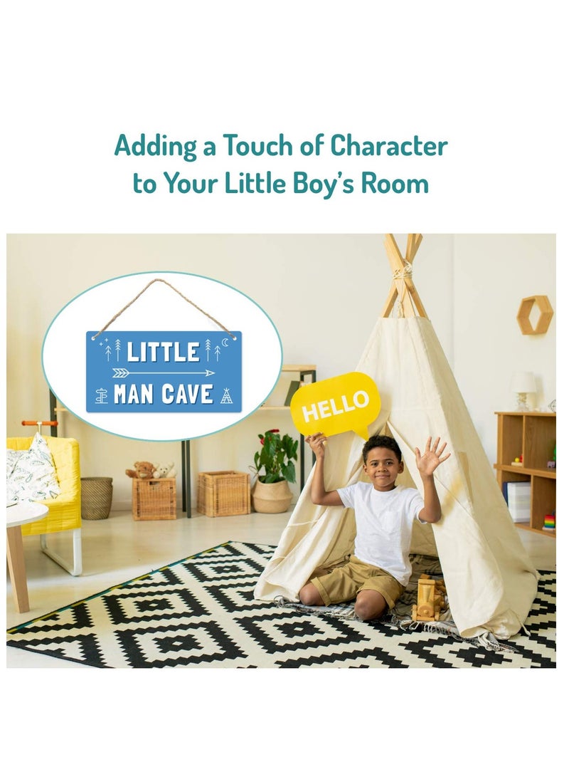 ميكسد لافتة كهف الصبي، قطعة واحدة من ديكور غرفة نوم الفتيات لافتة ممنوع دخول الفتيات باللون الأزرق لافتة خشبية معلقة على الباب مع خيط لتزيين الحائط لغرفة كهف الصبي أو غرفة النوم أو السكن الجامعي - Image 4