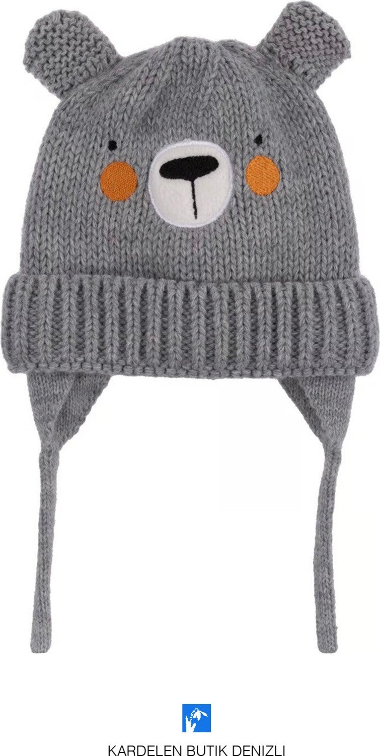 Kardelen Butik Denizli Kardelen Boutique Denizli Bear Beanie for Babies (Inside Polar Fleece, Fleece) (0-18 Months) 