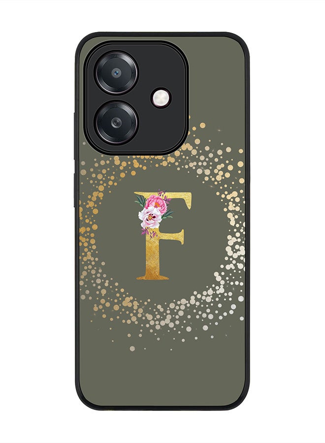 Stylizedd For Oppo A5i Case,Slim fit Camera Protection, Shockproof Thin Phone cover  - Custom Monogram Floral - F  (Olive Green )