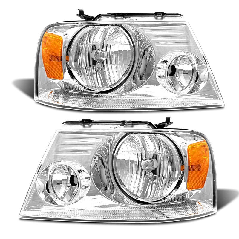 ADCARLIGHTS for 2004 2005 2006 2007 2008 F150 Headlight Assembly Compatible with 20042008 Ford F150 Pickup 20062008 Lincoln Mark LT Clear Lens Chrome Housing Amber Reflector Headlamp Replacement