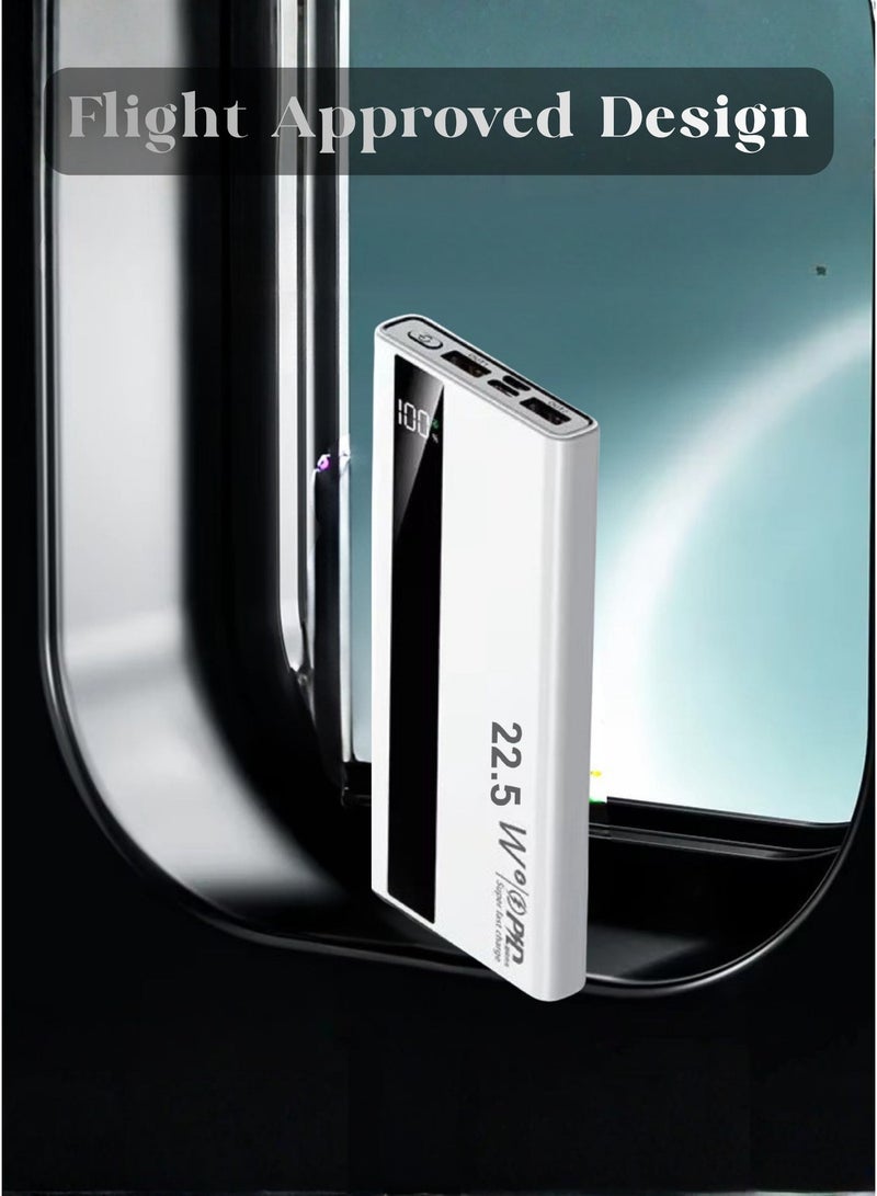 LEVINO 10000mAh 22.5W PD Fast Charging Power Bank - Aviation Certified, Ultra Slim Portable Charger with USB-C Input/Output, 2 USB Outputs and Micro Input - Compact External Battery Pack for iPhone 16/15/14, Galaxy S24/S23, Pixel, iPad - White - Image 2