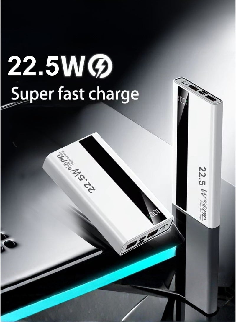 LEVINO 10000mAh 22.5W PD Fast Charging Power Bank - Aviation Certified, Ultra Slim Portable Charger with USB-C Input/Output, 2 USB Outputs and Micro Input - Compact External Battery Pack for iPhone 16/15/14, Galaxy S24/S23, Pixel, iPad - White - Image 3