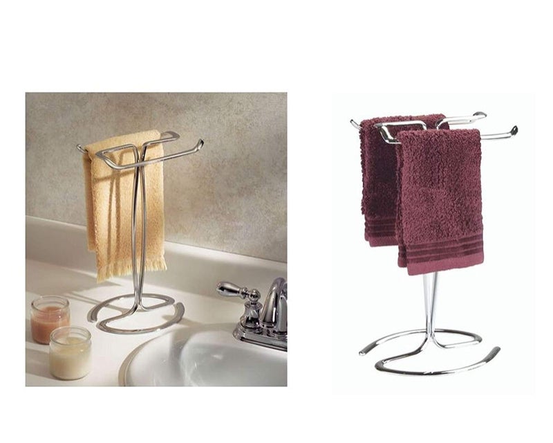 InterDesign iDesign Metal Hand Towel Rack, The Axis Collection â€“ Holds 2 Hand Towels, 7.75â€ x 6.25â€ x 13.5â€, Chrome - Image 2