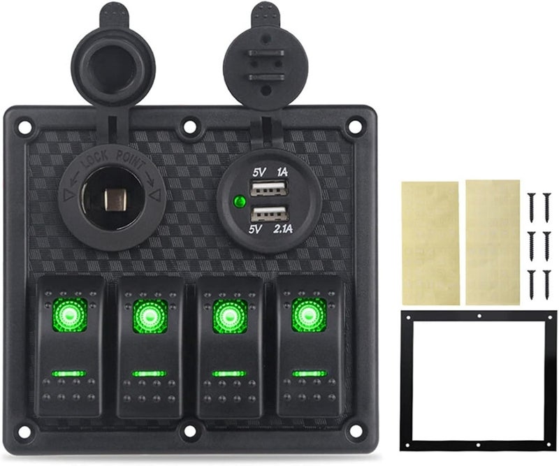 QASULER Boat Rocker Switch Panel with Dual USB Charger - Image 1