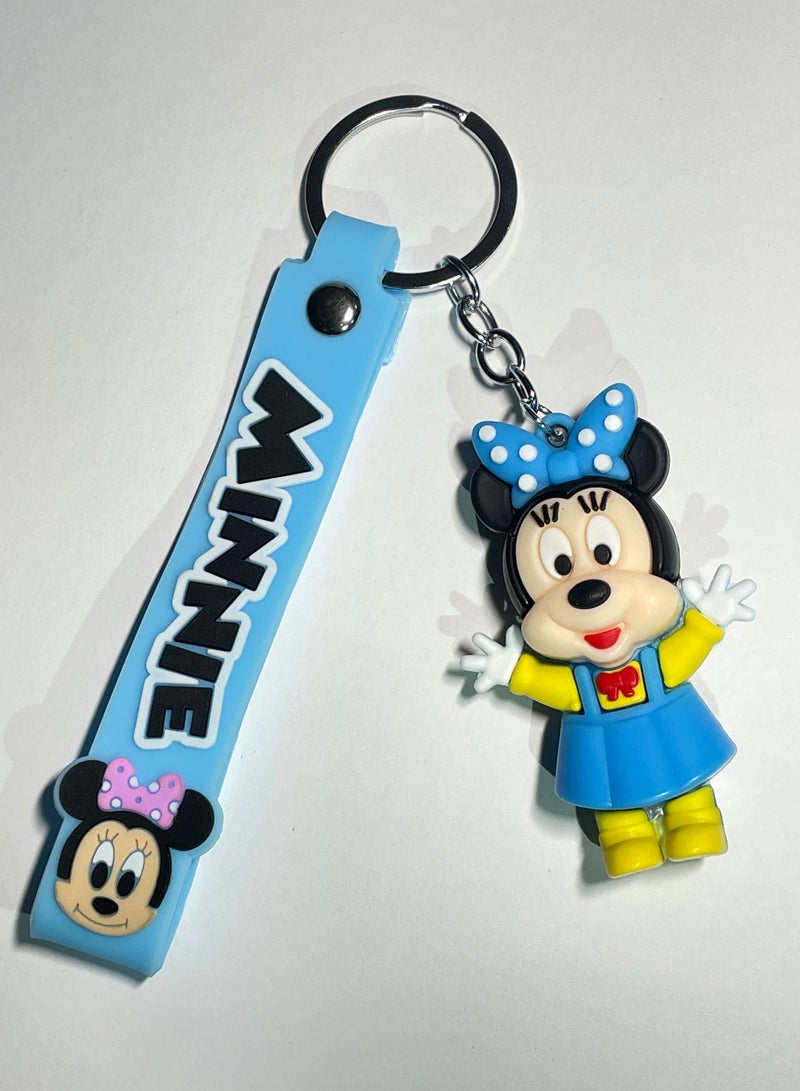Generic Distinguished cartoon keychain cute accessory Mickey Mouse and Minnie Mouse keychain with ribbon that fits in the car purse and bag cute creative gift  - Image 1