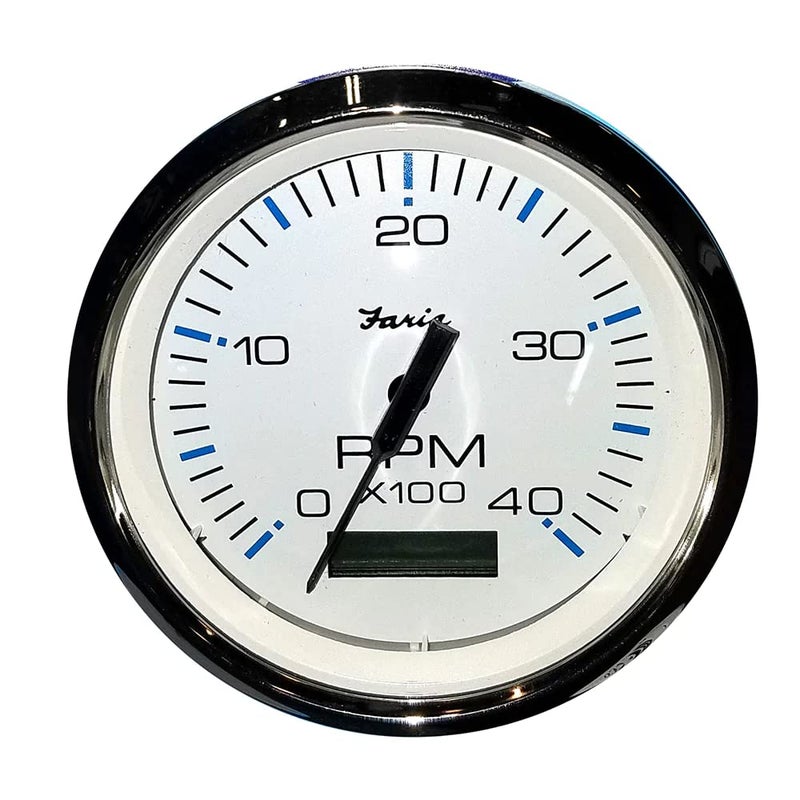 Faria Beede Instruments Faria 33834 Chesapeake Tachometer Gauge with Hourmeter Diesel - White SS, 4" - Image 5