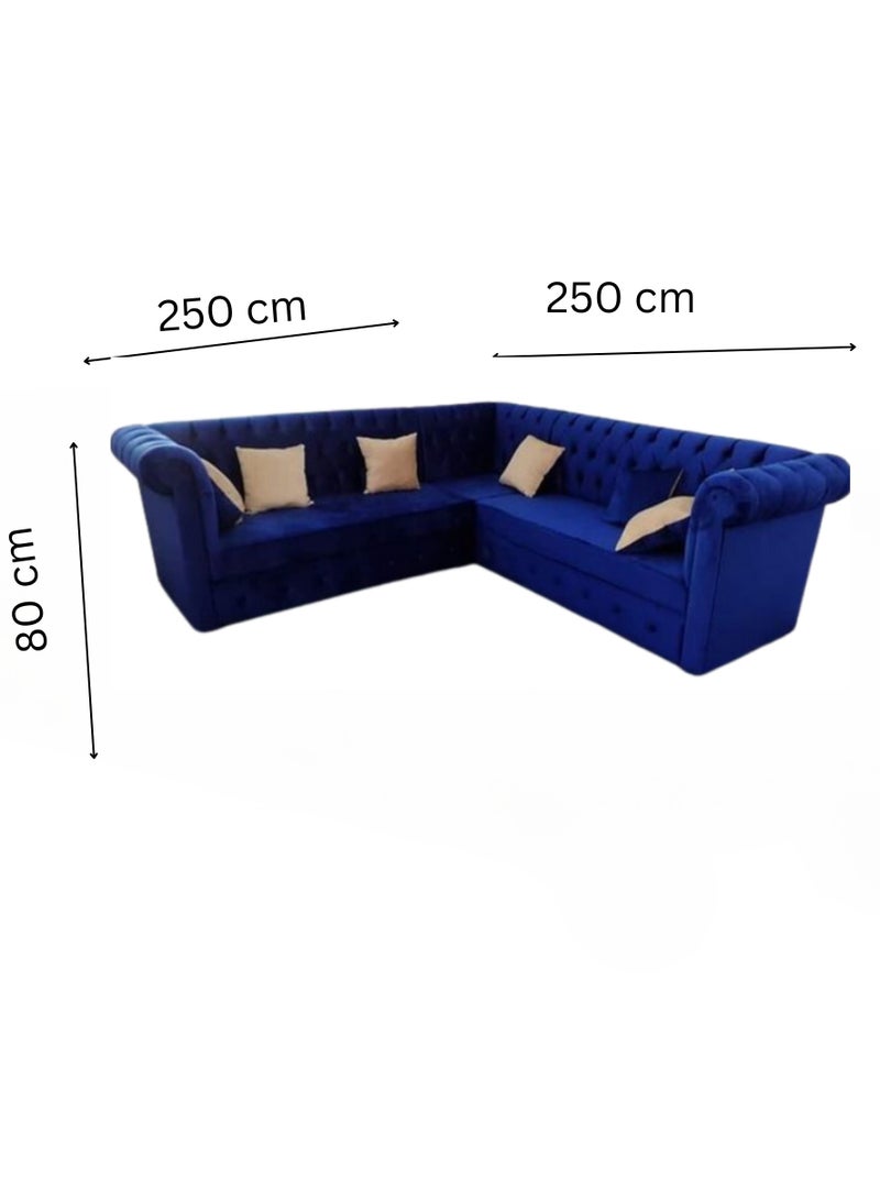 Maharat Al Bahar L Shape Mab Sofa Set 5 Seater Blue 250X80X80  - Image 2