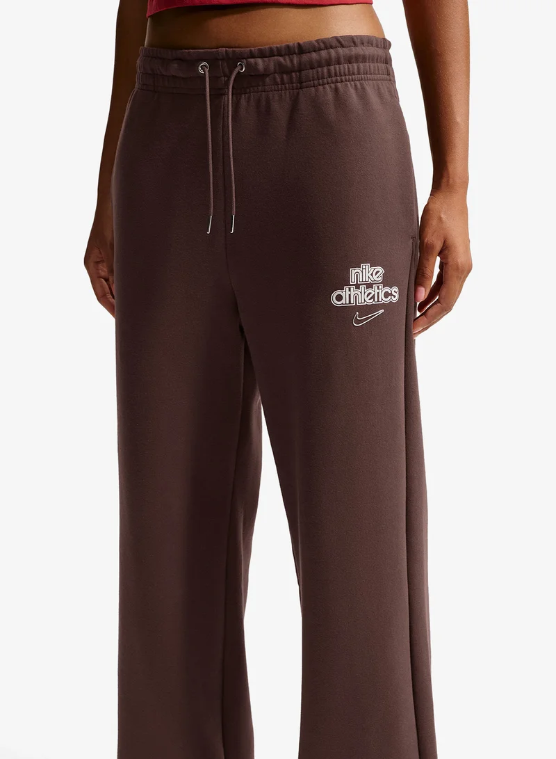 Nike  Phoenix Fleece High-Rise Wide Glossy Sweatpants for Women | Best Price UAE
