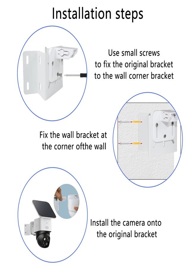 OYOCAM Metal Exterior Outside Wall Corner Mount for Security Camera, Metal Corner Mount Compatible with Eufy SoloCam S340/S330/E30 Surveillance Camera System for Outdoor and Indoor, White - Image 5