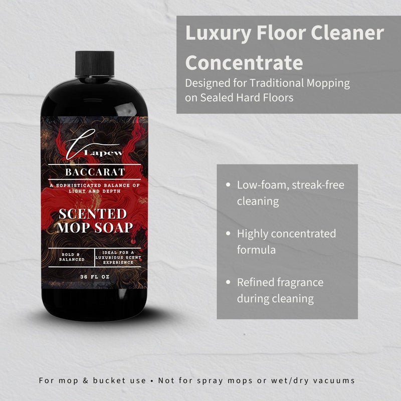 Lapew Baccarat Scented Mop Soap - Luxury Floor Cleaner Concentrate for Mopping Tile, Laminate, Vinyl & Hardwood | Streak-Free, Low-Foam | 36 oz - Image 2