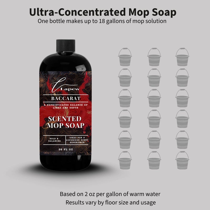 Lapew Baccarat Scented Mop Soap - Luxury Floor Cleaner Concentrate for Mopping Tile, Laminate, Vinyl & Hardwood | Streak-Free, Low-Foam | 36 oz - Image 4