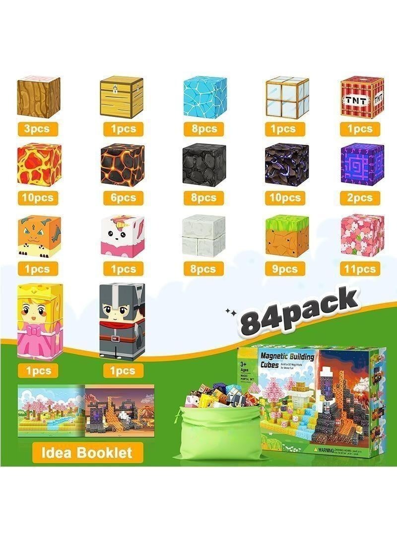 Topyich Magnetic Blocks - Build Mine Magnet World Magic Portal Set, Magnetic Tiles Building Blocks Toddler Toy STEM Sensory Outdoor Toys for 3+ Year Old Boys & Girls, Creative Kids Games Kids Toys 84PCS - Image 2