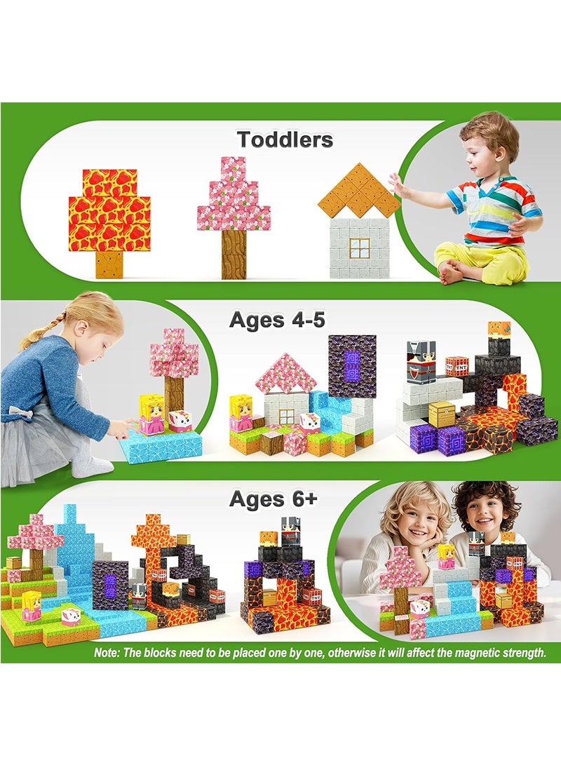 Topyich Magnetic Blocks - Build Mine Magnet World Magic Portal Set, Magnetic Tiles Building Blocks Toddler Toy STEM Sensory Outdoor Toys for 3+ Year Old Boys & Girls, Creative Kids Games Kids Toys 84PCS - Image 5