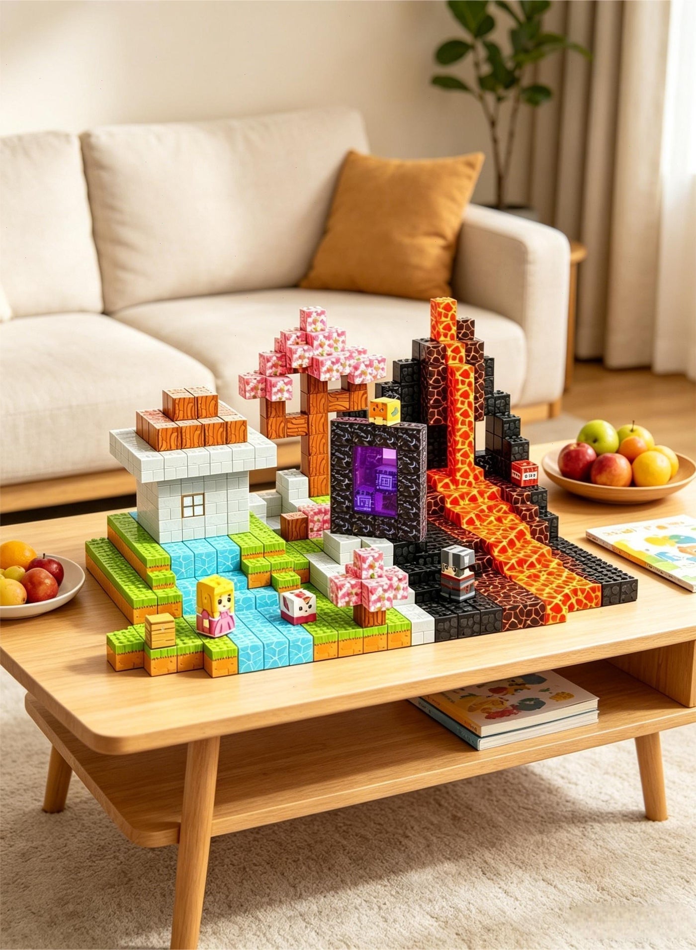 84PCS Magnetic Building Blocks, Minecraft-Style Magnetic Cubes STEM Educational Toy for Kids, Creative Building Toy for Boys & Girls 3+