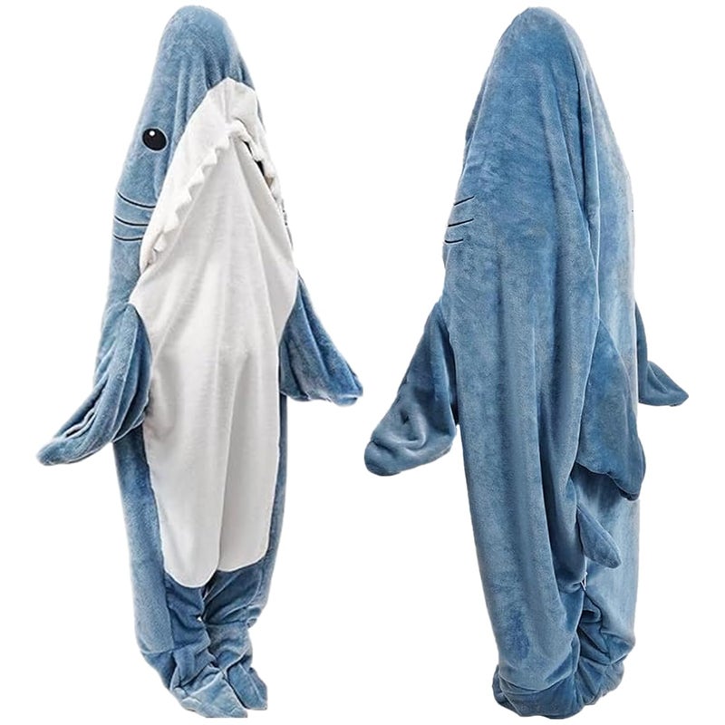 Fu Store Shark Blanket Soft Cozy Blanket Hoodie Onesie Sleeping Bag Cute Cosplay Wearable Funny Costume for Adult Kid (XXL) - Image 1