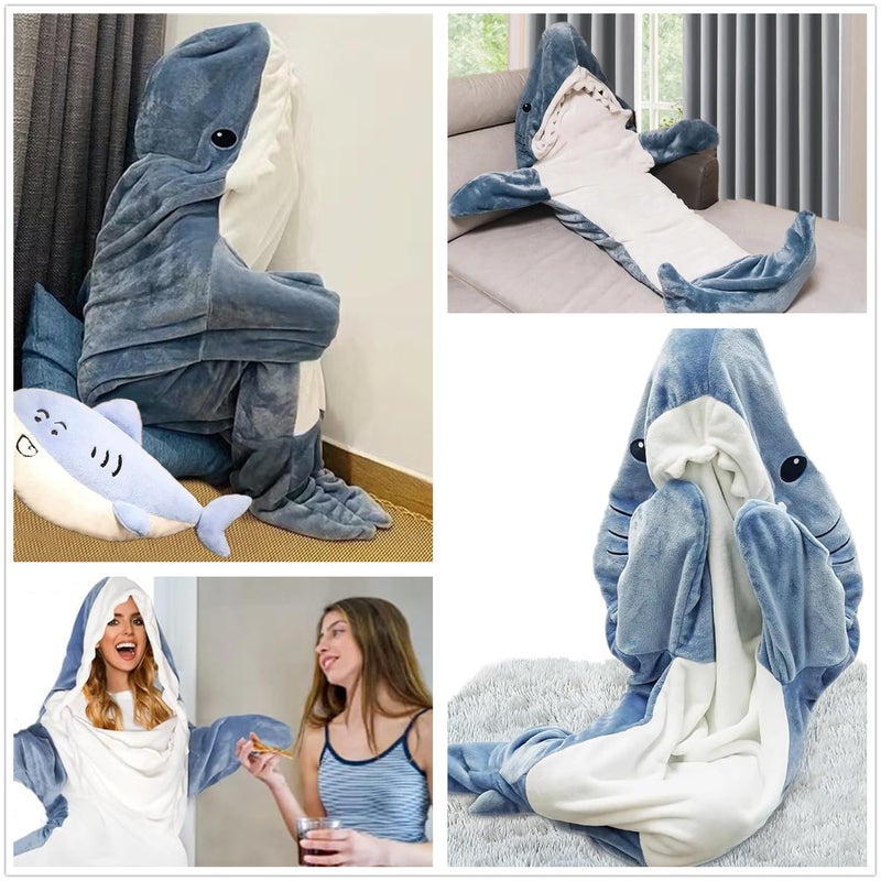 Fu Store Shark Blanket Soft Cozy Blanket Hoodie Onesie Sleeping Bag Cute Cosplay Wearable Funny Costume for Adult Kid (XXL) - Image 4