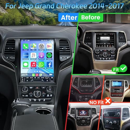 electrosmart 121 Touch Screen Car Radio for Jeep Grand Cherokee Radio Upgrade 2014 2015 2016 2017 Stereo with Wireless Carplay Android Auto WiFi GPS Navigation 4G64G FMRDS Radio Bluetooth Backup Camera - Image 3