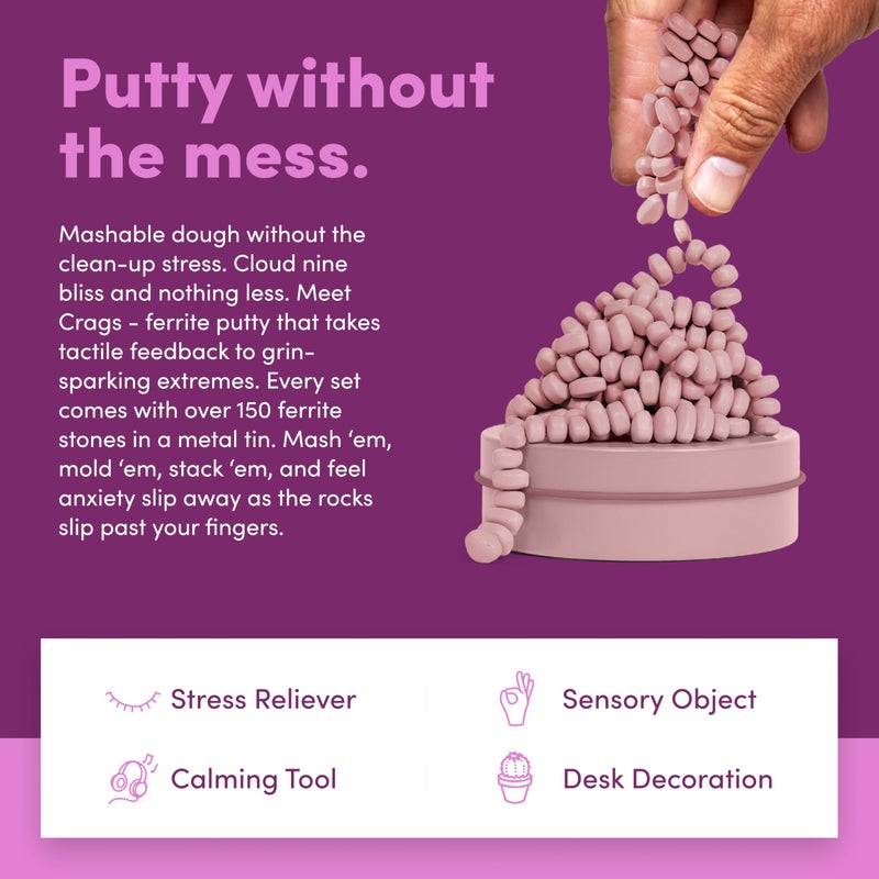 Speks Crags Ferrite Putty | 150+ Ferrite Stones in a Tin | Fidget Toy for Adults & Teens 14+ | Desk Toy for Office or Stress Relief Present | Matte Rose, Small - Image 3