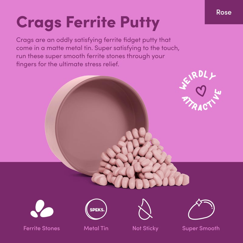 Speks Crags Ferrite Putty | 150+ Ferrite Stones in a Tin | Fidget Toy for Adults & Teens 14+ | Desk Toy for Office or Stress Relief Present | Matte Rose, Small - Image 2