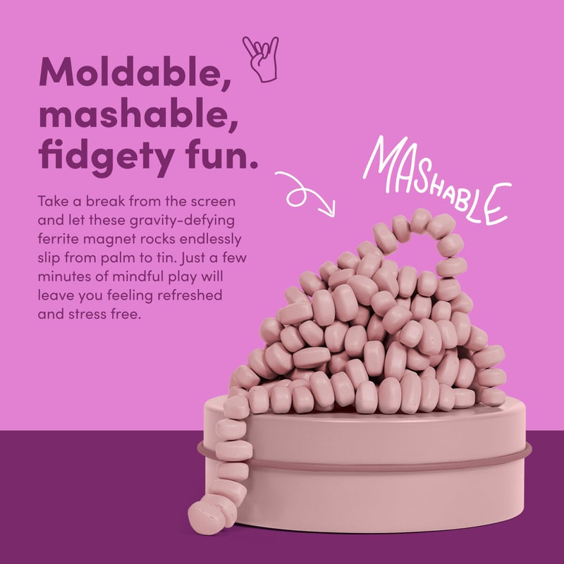 Speks Crags Ferrite Putty | 150+ Ferrite Stones in a Tin | Fidget Toy for Adults & Teens 14+ | Desk Toy for Office or Stress Relief Present | Matte Rose, Small - Image 4