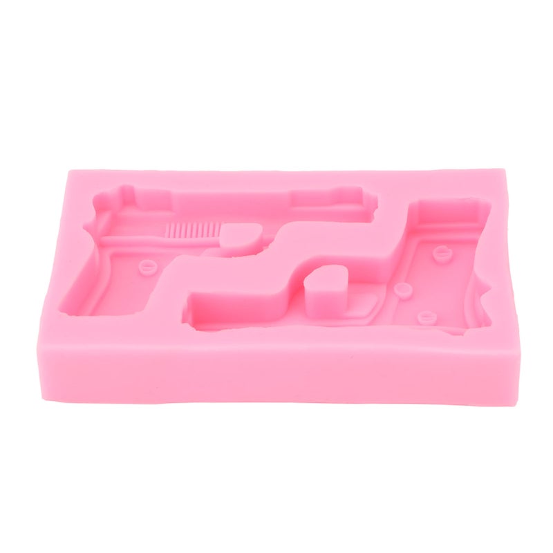 3D Weapon Shape Silicone Molds Pistol Shaped Baking Molds for Making Cake Chocolate Candy Crafting Pink - Image 1