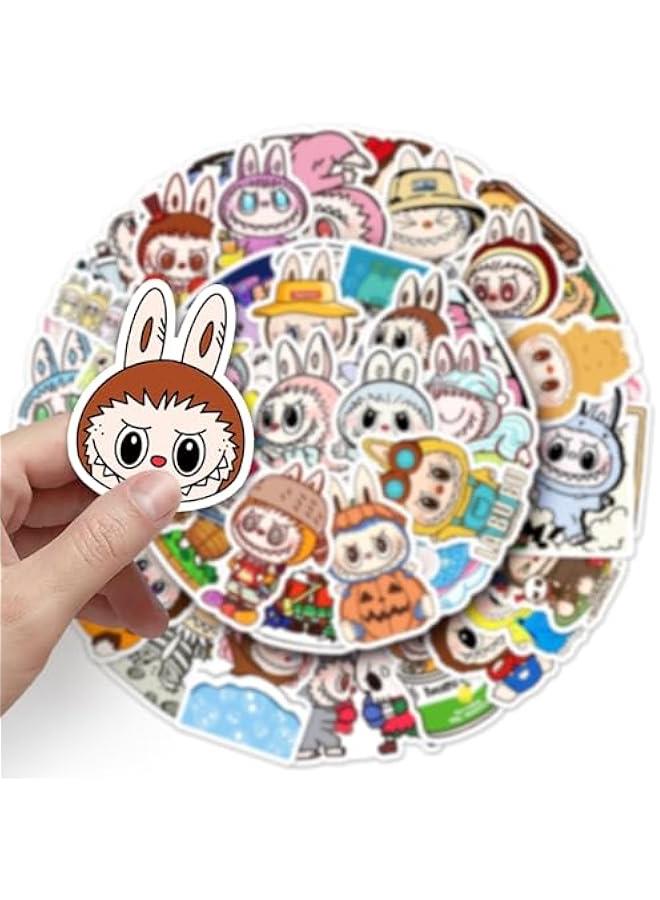 Arabest 50pcs Labubu Cartoon Stickers for Teen Water Bottle, Cool Terror Labubu Waterproof Vinyl Decal for Kids Adult Girl Laptop Skateboard Phone Guitar Travel - Image 4