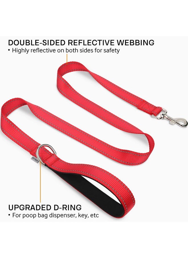 Joytale - Joytale Double-Sided Reflective Dog Leash, 6 FT/5 FT/4 FT, Padded Handle Nylon Dogs Leashes for Small & Medium Dogs Walking, Red, 4FT - Image 1