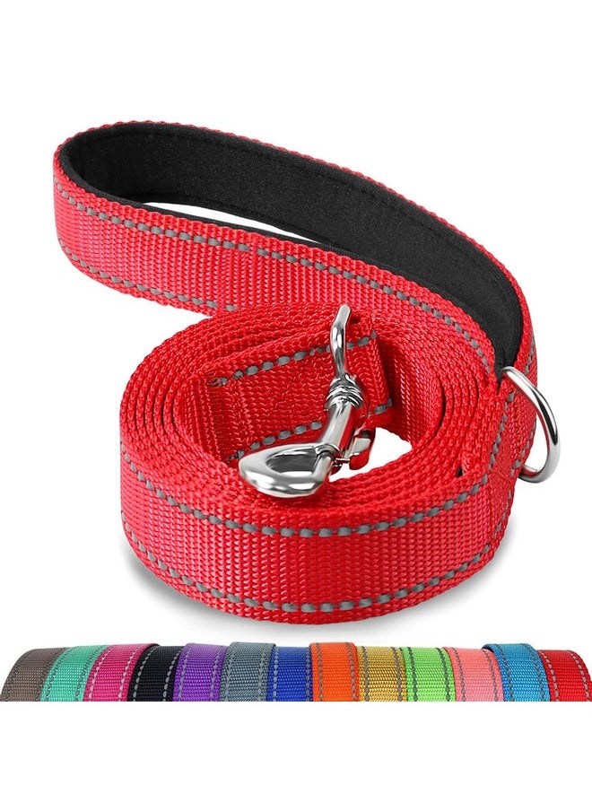 Joytale - Joytale Double-Sided Reflective Dog Leash, 6 FT/5 FT/4 FT, Padded Handle Nylon Dogs Leashes for Small & Medium Dogs Walking, Red, 4FT - Image 1