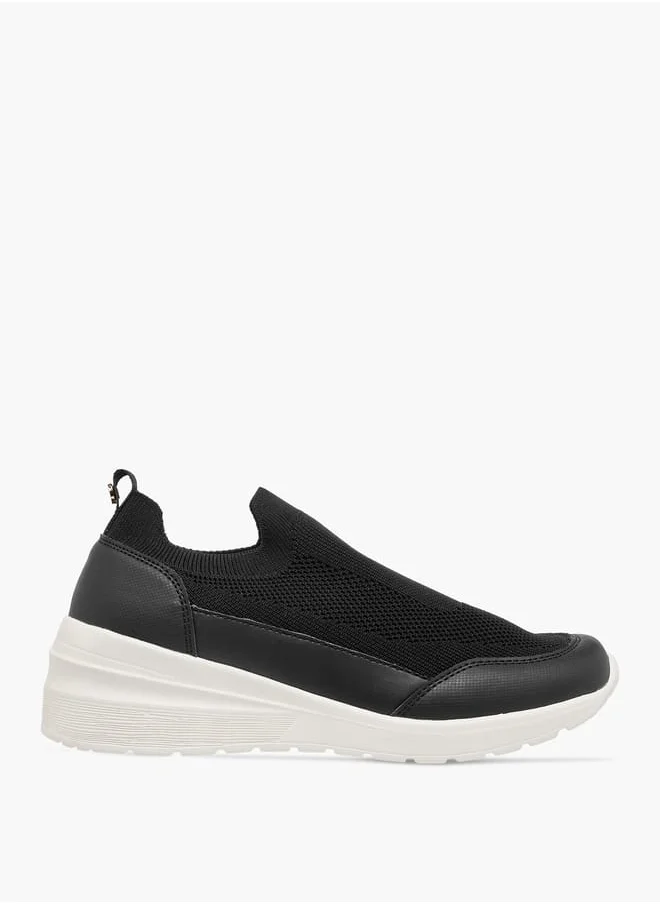 Flora Bella By Shoexpress Women's Textured Slip-On Sneakers with Pull Tab Detail