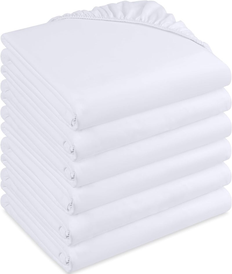 Utopia Bedding Fitted Sheet Bulk Pack of 6  Deep Pocket  Easy Care  Soft Brushed Microfibre Fabric  Shrinkage and Fade Resistant Single White