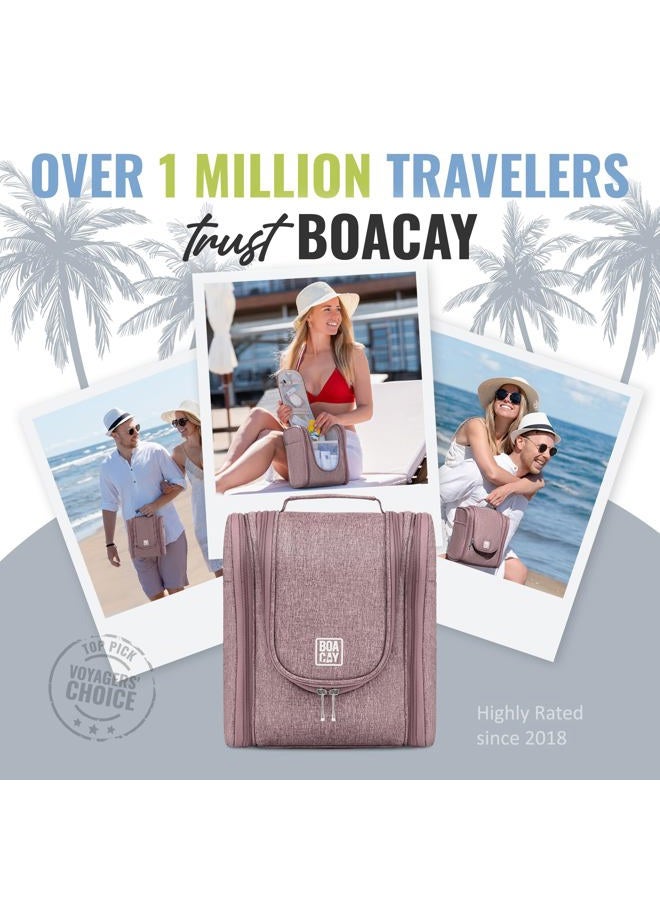 BOACAY Hanging Travel Toiletry Bag for Women and Men, Makeup and Shower Bag, (M) Coffee with Milk Brown, Medium, Toiletry Bag - Image 5