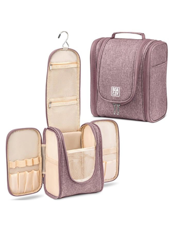 BOACAY Hanging Travel Toiletry Bag for Women and Men, Makeup and Shower Bag, (M) Coffee with Milk Brown, Medium, Toiletry Bag - Image 1