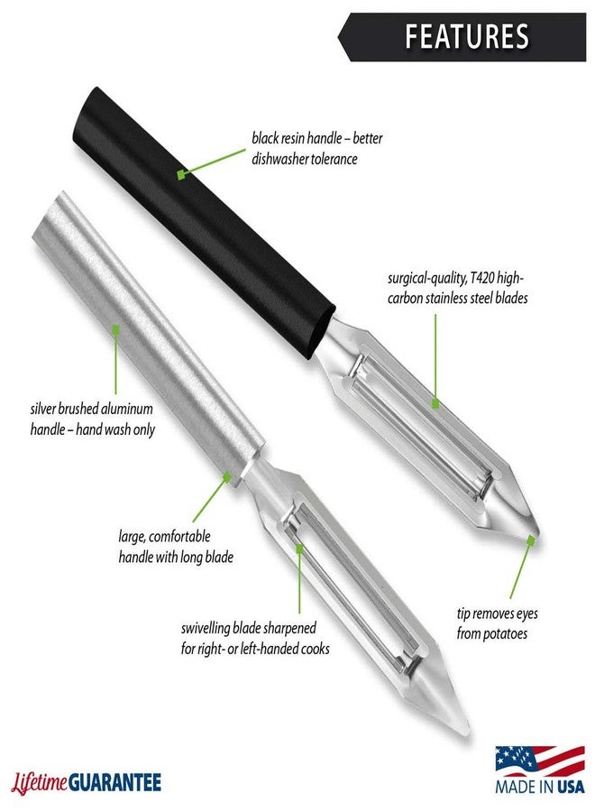 Rada Cutlery Deluxe Vegetable Peeler, Made in USA, Silver Handle - Image 2