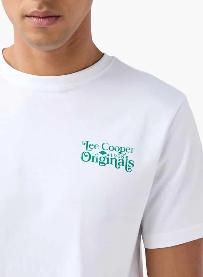 لي كوبر تيشيرت بياقة ضيقة وطبعات جرافيك وأكمام قصيرة من لي كوبر