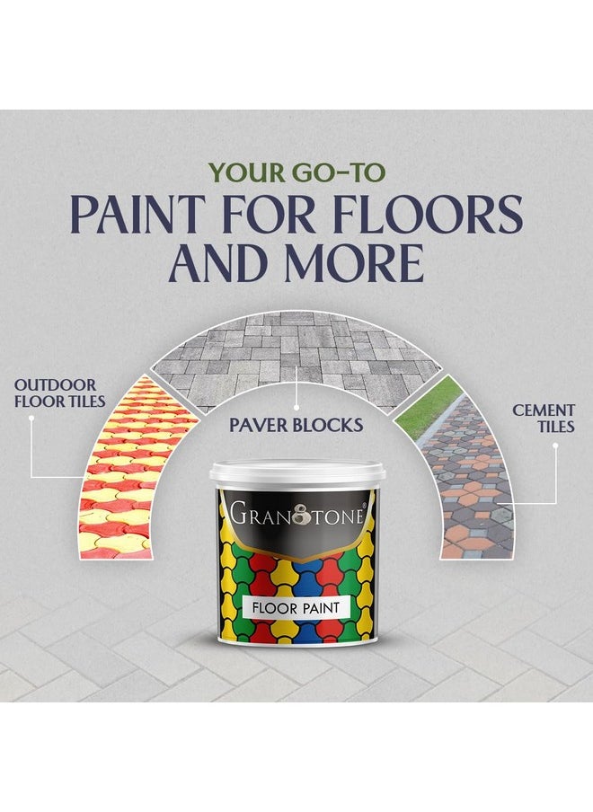 Granotone - GRANOTONE Floor paint for cement floor and tiles, Polyurethane and Acrylic Polymer Based Concrete Sealer, Anti-Slip, Thick & Durable tile paint 1 L,PO Red - Image 1