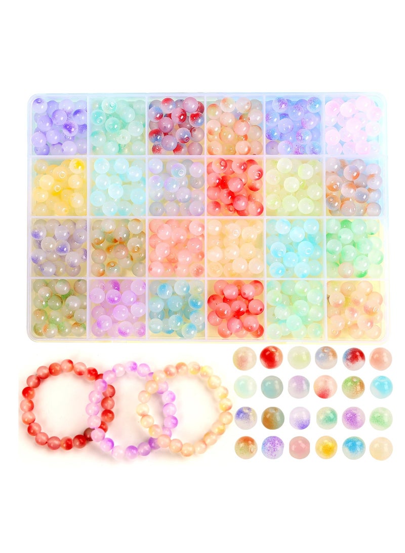 480 Pcs 8mm Glass Beads for Jewelry Making, 24 Colors Crystal Beads Bracelet Making Kit for Bracelet Making and DIY Crafts, Candy Style Perfect Beading Supplies for DIY Jewelry - Image 1