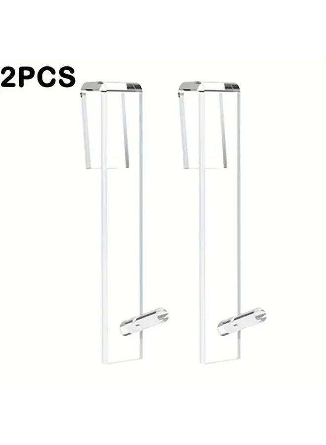 2pcs Acrylic Shower Hooks Punch Free Transparent Bathroom Glass Door Towel Rack Hanger - Image 1