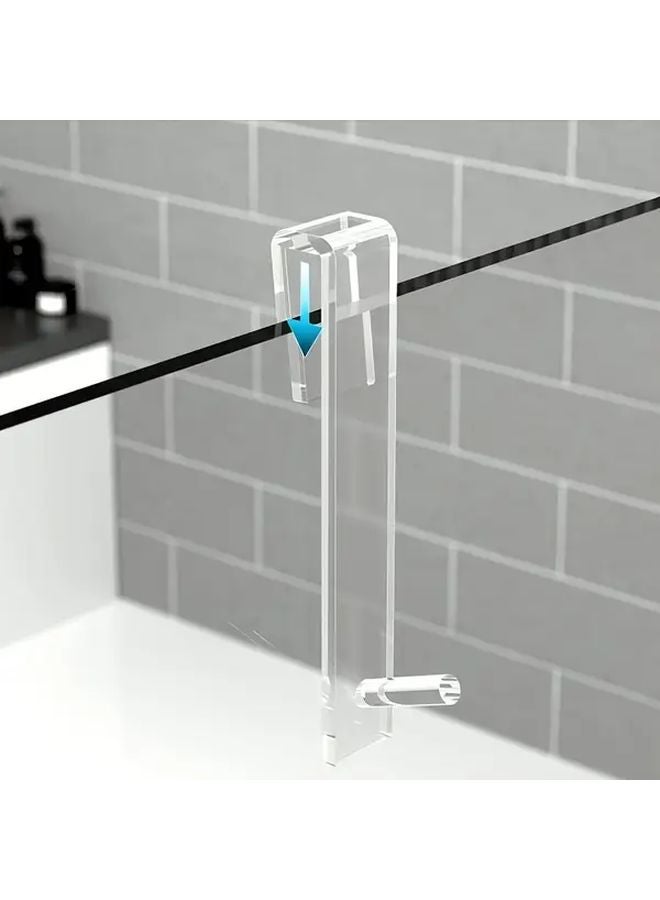 2pcs Acrylic Shower Hooks Punch Free Transparent Bathroom Glass Door Towel Rack Hanger - Image 5