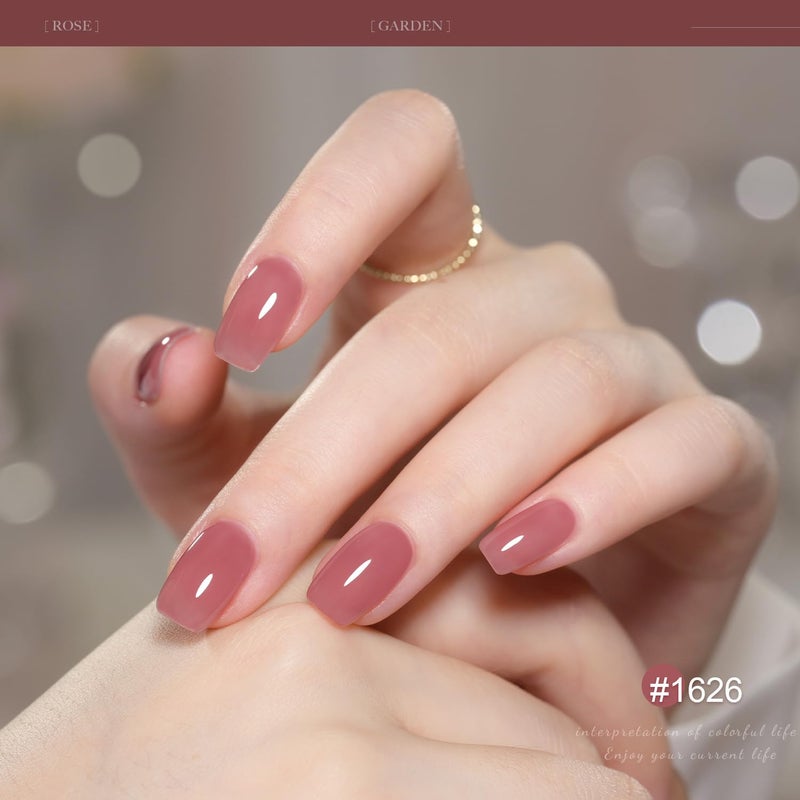 GAOY Gel Nail Polish Kit with UV Light for Beginners, 6 Colors Sheer Nude Red Pink Brown, Gel Polish Kit with Top and Base Coat for Salon and Nail Art DIY at Home, Rose Garden - Image 5