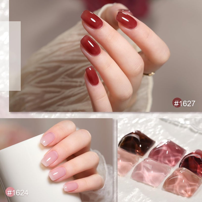 GAOY Gel Nail Polish Kit with UV Light for Beginners, 6 Colors Sheer Nude Red Pink Brown, Gel Polish Kit with Top and Base Coat for Salon and Nail Art DIY at Home, Rose Garden - Image 4